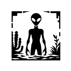 Alien around nature Vector Logo Art