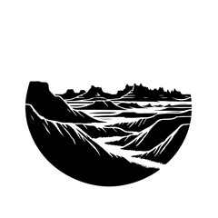 Badland Landscape Vector Logo Art - obrazy, fototapety, plakaty