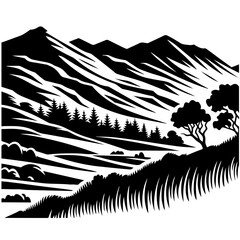 Highland Landscape Vector Logo Art