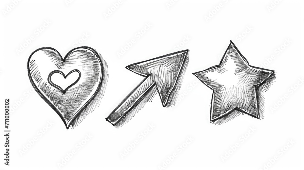 Poster A simple drawing of a heart and a star. Perfect for adding a touch of love and magic to any project