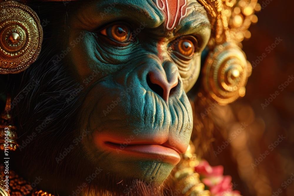 Aufkleber A detailed close-up view of a monkey statue. This image can be used for various purposes