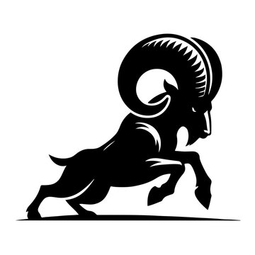 Ram With Big Horns Vector Logo Art