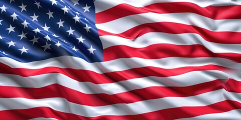 Fototapeta premium The picture captures the American flag waving in the wind. Suitable for patriotic themes and national celebrations