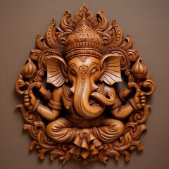 Fototapeta na wymiar Wooden sculpture of Hindu god Ganesha