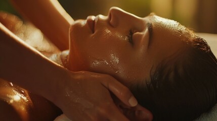A woman receiving a relaxing massage at a spa. Perfect for promoting wellness and self-care