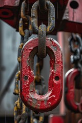 A detailed view of a red and black object. Suitable for various applications