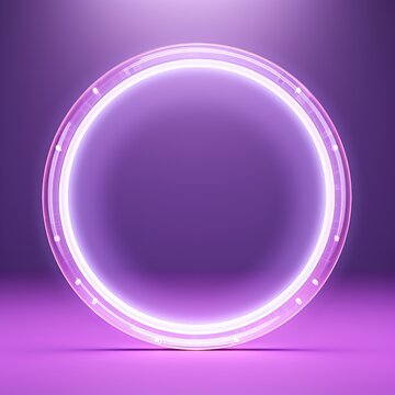 Generative AI image of Transparent circle with white outline on a purple background
