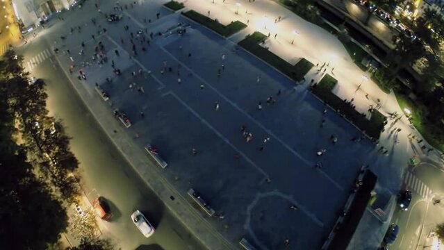 tourist walk by square Parvis Notre-Dame - place Jean-Paul-II