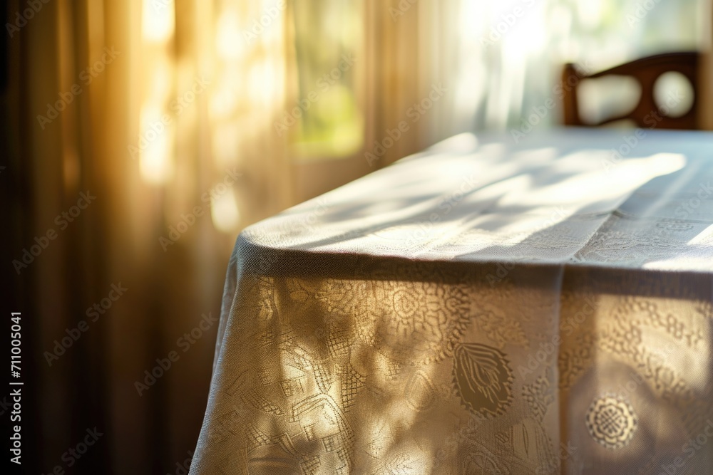 Poster A table with a white table cloth. Suitable for various occasions