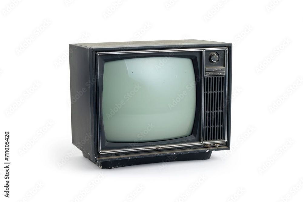 Poster a classic old television set with a green screen, perfect for adding your own content. ideal for pre