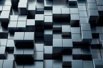 Rolgordijnen abstract blue cubes background © Alina Zavhorodnii