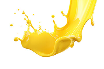 Yellow liquid paint splash.  cut out on transparent	