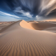 Fototapeta na wymiar landscape of golden sand dune with blue sky in Sahara desert