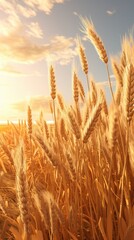 Golden wheat field at sunset