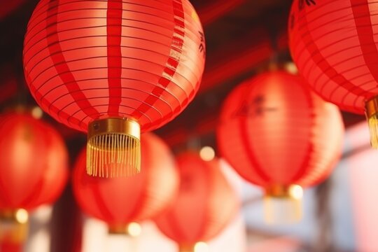 Chinese lanterns during new year festival with copy space, happy Chinese New Year