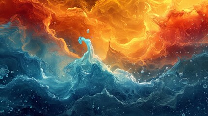 Abstract wallpaper featuring the dynamic and intense beauty of water. Big waves background. 