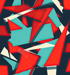 Abstract Red and Blue Shapes Painting