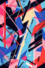 An abstract graphic with colorful geometric shapes, retro style