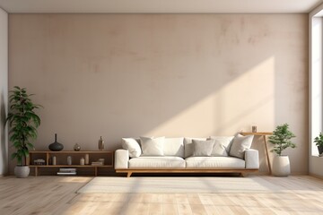 Fototapeta na wymiar Bright and Airy Living Room With Neutral Colors