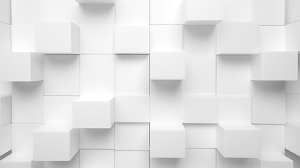 Abstract illustration of white cubes background. Futuristic background with geometric shapes.