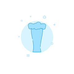 Beer, glass flat vector icon. Filled line style. Blue monochrome design. Editable stroke