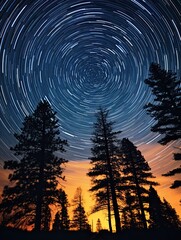 Stellar Symphony: Mesmerizing Night Sky Captured with Breathtaking Star Trails in Astrophotography