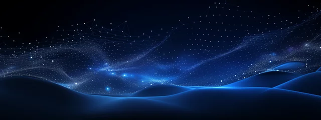 Rolgordijnen beautiful abstract wave technology background with blue light digital effect corporate concept © Maru_sua