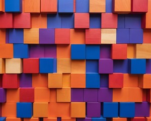 Colorful Geometric Wooden Blocks Pattern