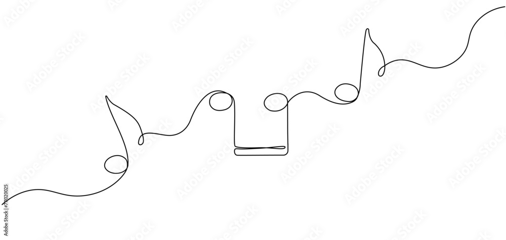 Poster concept of abstract lines of musical notes in simple linear style. continuous line icon. editable st