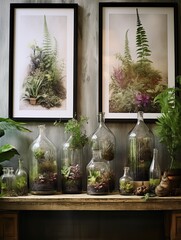 Fototapeta na wymiar Terrarium Plants in Glass: Captivating Wall Prints for your Indoor Garden