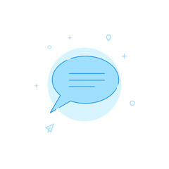 Chat, dialogue flat vector icon. Filled line style. Blue monochrome design. Editable stroke