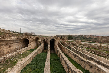 Dara Ancient City. Dara aqueducts, tare cisterns. Ancient Water Channels in the Ancient City of Dara in Mardin, Turkey.