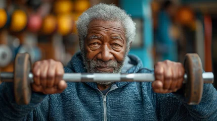 Fotobehang Exercising senior man, healthy lifestyle © Daniel