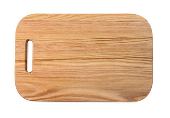 One wooden cutting board isolated on white, top view
