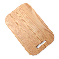 One wooden cutting board isolated on white, top view
