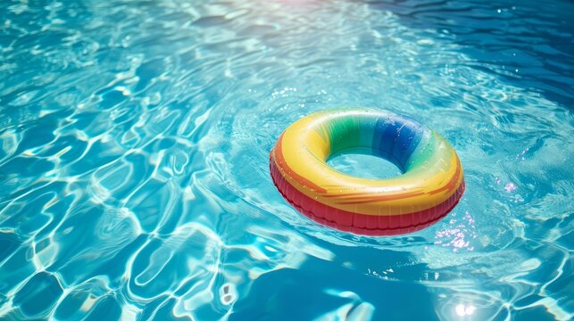 Inflatable Ring Floating in Swimming Pool