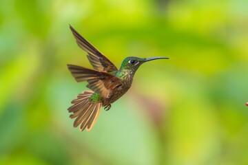 Fawn-breasted Brilliant Hummingbird in flight, 4K resolution, best Ecuador humminbirds
