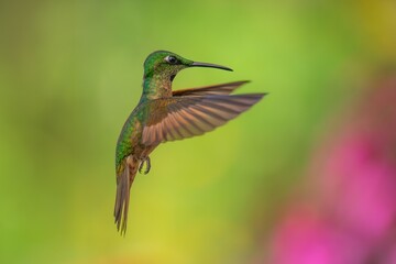Fawn-breasted Brilliant Hummingbird in flight, 4K resolution, best Ecuador humminbirds