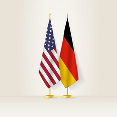United States and Germany national flag on a light background.
