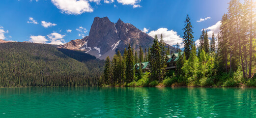 Colorful Lake with Mountain Landscape nature background.