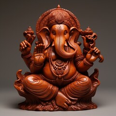 Wooden sculpture of Hindu God Ganesha