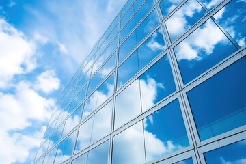 Fototapeta na wymiar Blue glass skyscraper reflecting the sky