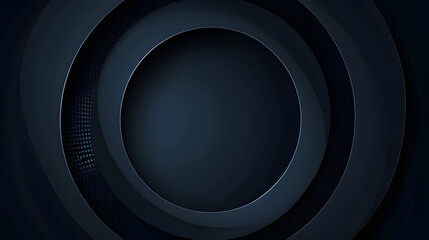 A mesmerizing fusion of geometry and technology, capturing the essence of sound and vision through a striking black circle against a vibrant blue backdrop
