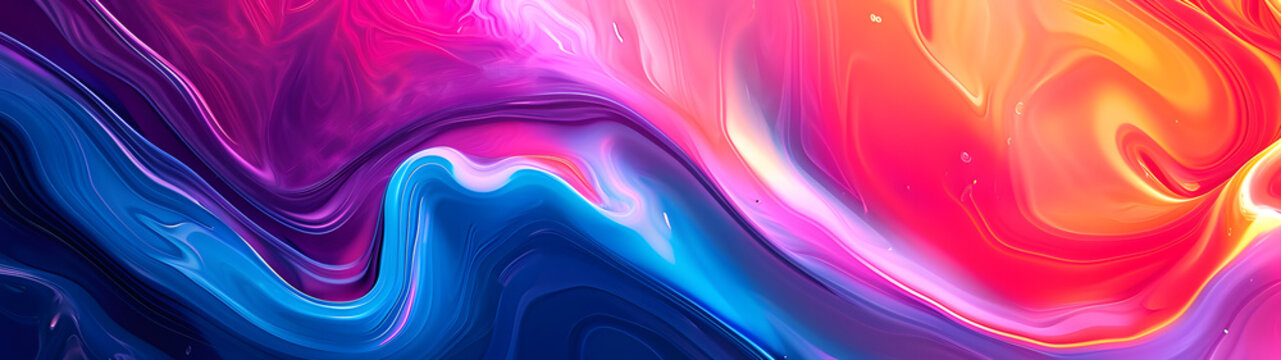 Vibrant hues swirl and collide in an abstract fractal wave, evoking a sense of ethereal beauty and infinite possibility through the skillful use of vector graphics and striking shades of magenta, pur