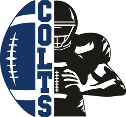 Colts football SVG, Colts Half football player vector - obrazy, fototapety, plakaty