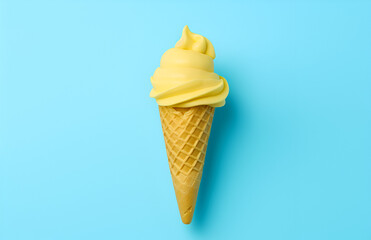 The yellow ice cream cone isolated