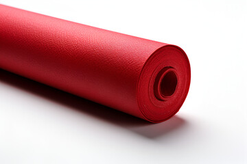 Red roll of paper on the white background