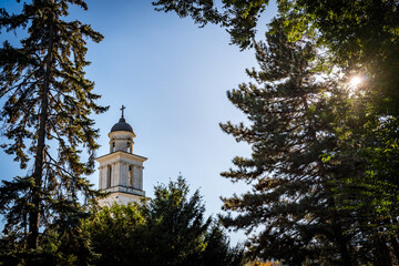church tower in cathedral park in chisinau