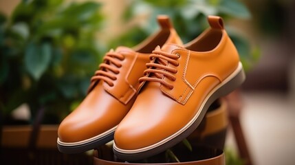Closeup of a pair of comfortable and stylish vegan leather shoes, made without harmful chemicals.
