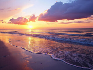 Fototapeta na wymiar Beautiful seascape at sunrise. Composition of nature.